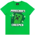 Minecraft Jungen T-Shirt Creeper Baumwolle Gaming Shirt (Creeper Grün, 116)
