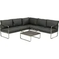 greemotion Gartenlounge-Set Boston Lounge-Set Schwarz-Holz / Grau inkl. Auflagen & Tisch - Grau