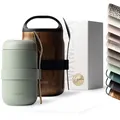 MAMEIDO Thermobehälter für Essen 500 ml, Müslibecher to go Edelstahl, Thermobecher Essen auslaufsicher, Ideal für Joghurt, Porridge, Brei, Suppen & Eis (Desert Sage)