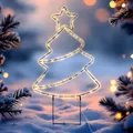 Spetebo LED Gartenstecker Weihnachtsbaum mit Timer 96 cm - 180 LEDs - Metall Silhouette Tanne zum Stecken batteriebetrieben für Außen - Weihnachten Garten Deko Beleuchtung Advent Beet Stecker
