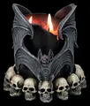 Stumpen Kerzenhalter - Fledermäuse mit Schädeln - Gothic Altar Deko H 12 cm