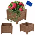 Modo24 Blumenkasten aus Holz, Pflanzkübel, Balkonkasten mit / ohne oder nur Rankgitter, Blumenkübel Holzkiste Garten Terrasse, Imprägniert Wetterfest Outdoor beige|braun 40 cm x 31 cm x 40 cm