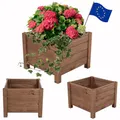 MODO24 Blumenkasten aus Kiefernholz, Pflanzkübel Holz, Hochbeet Blumentopf, Balkonkasten, Blumenkübel Outdoor Holzkiste für Garten Terrasse, Imprägniert Wetterfest, 31x40x40 cm, Farbe: Braun