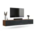 Planetmöbel West TV-Schrank, Fernsehtisch 200 cm lang, TV-Board hängend oder stehend, Fernsehschrank für Wohnzimmer, 2X TV Möbel 37,8 x 100 x 30 cm, Gold Eiche schwarz Charcoal