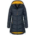 SUBLEVEL Steppjacke Damen Mantel mit Kapuze lange Winter Jacke Parka Stehkragen, Kapuze, flauschig, kuschelig, warm, Outdoor, Mantel blau S - 36