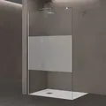doporro Luxus Duschwand Duschabtrennung 100x200 Chrome Walk-In Dusche mit rundem Stabilisator aus Echtglas 8mm ESG-Sicherheitsglas Bremen01MS - Silber