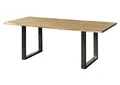 Baumkantentisch Mango 260x100 natur / Epoxid schwarz, U-Beine anthrazit glänzend