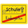 speecheese Metallschild Zur Einschulung Metallschild in 15x20 cm mit Spruch Schule 20 x 15 cm | 15 cm x 20 cm