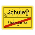 Zur Einschulung Metallschild in 15x20 cm mit Spruch Schule - Kindergarten Schulanfang Überraschung Metallschild in 15x20 cm für Kinderzimmer Tür oder Zaun Ideal für Erstes