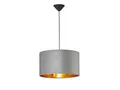 FISCHER & HONSEL LED Pendelleuchte, Dimmfunktion, LED wechselbar, Warmweiß, ausgefallen-e mit Samt Lampenschirm Grau Gold-en für Esstisch, Ø 40cm