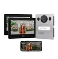 GOLIATH Basic Video Türsprechanlage, 2 Draht Bus, 2X 7 Zoll Monitor, Aufputz Türklingel mit Kamera, Gegensprechanlage mit Türöffner und Klingel, 1 Familienhaus, Plug & Play, Smartphone App