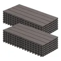 WOLTU WPC Terrassenfliesen Terrassendielen Holz-Optik 30x60cm, Fliese Bodenfliese Klickfliese mit klicksystem Bodenbelag Coffee (12 Stück / 2 m²)