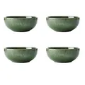 MIKASA Jardin 4-teiliges Müslischalen-Set, grün, Service für 4, Set aus 4 Steingut-Müslischalen, 15cm Suppenschalen - Geschenkkarton & spülmaschinenfestes Geschirr