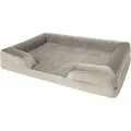 Aspero Tierbett Hundebett Kotka, 100 % Polyester, Kuschelbett für Hunde und Katzen mit abnehmbarem Bezug beige|grau 100 cm x 70 cm