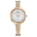 Swarovski Crystalline Delight Uhr, Edelstahl Damenuhr mit Rosévergoldetem Gehäuse, Silberfarbenem Zifferblatt, Kristallen und Metallarmband