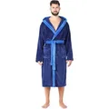 Ladeheid Bademantel Herren Bademantel lang mit Gürtel LA40-221, lang, Polyester, Taschen blau L