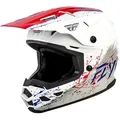Fly Racing Kinetic Drip, Motocrosshelm Jugend - Weiß/Rot/Blau - YS