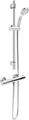 CORNAT Duschsystem "Fit" - verchromt - Mit Thermostatarmatur - Variabler Bohrlochabstand, Höhe 69,6 cm, 3 Strahlart(en), 3 Strahlarten: Normal-, Soft-, Massagestrahl - Anti-Kalk