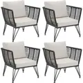 tectake® Garten-Loungesessel Sundo im Rope-Design - Dunkelgrau