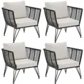 tectake Garten-Loungesessel, Anthrazit, Textil, 75.5x71x67 cm, Loungemöbel, Loungesessel