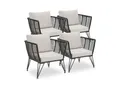 tectake® Garten-Loungesessel , rundes Polyrattan im Rope-Design, abnehmbare Polyesterbezüge, 75,5 x 67 x 71 cm