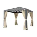 PRIMEYARD Gartenpavillon 3x3 m mit Polycarbonatdach - Hardtop Pavillon mit 4 Seitenteilen in Champagner