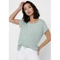 ONLY Kurzarmshirt ONLMOSTER STRIPE S/S O-NECK TOP JRS NOOS gestreift, lässig geschnitten, Jersey, Rundhals, Viskosemischung grün M (38)