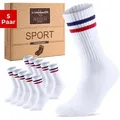 sockenkauf24 Tennissocken Sportsocken Damen & Herren Atmungsaktive Premium Crew Socken (5 Paar) verstärkte Ferse & Fußspitze, gepolsterte Sohle, Baumwolle blau|rot 47-50