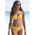 Bügel-Bandeau-Bikini-Top S.OLIVER "Rome", Damen, Gr. 32, Cup A, gelb, Polyamid, unifarben, Bikini-Oberteile, in Wickeloptik