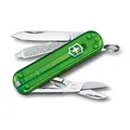 Victorinox Schweizer Taschenmesser, Klein, Classic SD, Multitool, Swiss Army Knife, Geschenk, 7 Funktionen, Klinge, Nagelfeile, Grün Transparent