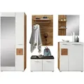 Voleo Garderobe, Weiß, Eiche, Textil, Holzwerkstoff, 7-teilig, 270x201x37 cm, Garderobe, Garderoben-Sets & Serien, Garderoben-Sets