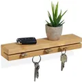 Relaxdays Schlüsselbrett Bambus Natur Magnetisch mit Ablage 29,5 cm x 4 cm x 6 cm