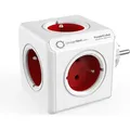 Allocacoc PowerCube Original Rot, Steckdosenwürfel und Reiseadapter (Typ E F) - Rot/Weiß