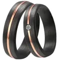 DOOSTI Trauring Schmuck Geschenk CARBON Trauring Ehering Partnerring LIEBE, wahlweise mit oder ohne Zirkonia goldfarben|schwarz 56
