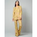 Alba Moda Kurzblazer Grafischer Printblazer mit Pattentasche Florales Design, V-Ausschnitt, Reverskragen, ohne Verschluss beige|braun 46