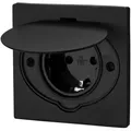 Edelstahl Einbausteckdose I Bodensteckdose IP44 mit Klappdeckel I schwarz - Schwarz