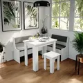 Vicco - Eckbankgruppe Roman, Weiß, 150 X 41.5 Cm Mit Tisch