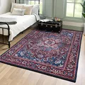 Mazovia Orientalisch Vintage Teppich - Kurzflor Waschbar - Weich Traditioneller Teppich für Wohnzimmer, Schlafzimmer, Esszimmer – Oriental Teppiche - Rot Blau 120 x 170 cm
