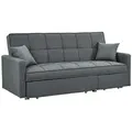 Vente-Unique Schlafsofa, Grau, Textil, Uni, 3-Sitzer, 206x98x86 cm, Wohnzimmer, Sofas & Couches, Schlafsofas