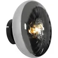 QAZQA Art Deco Wandleuchte Schwarz mit Rauchglas Ayesha