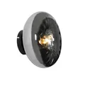 QAZQA - Art Deco Art-Deco-Wandleuchte schwarz mit Rauchglas - Ayesha I Wohnzimmer I Schlafzimmer - Rund - LED geeignet E27