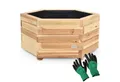 holz4home® Pflanzkübel 6-eckig aus Tannenholz I Outdoor Blumenkübel für Garten Balkon, inkl. Gartenhandschuhe & Vlies