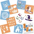 Schablonen Malen für Kinder, 8 Stück Set 15x15 cm Halloween, Kinder Kreatives Zeichenschablonen, Kunststoff Wiederverwendbar Malschablone