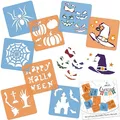 NAKLEO Schablonen Malen für Kinder, 8 Stück Set 15x15cm Halloween, Kinder Kreatives Zeichenschablonen, Kunststoff Wiederverwendbar Malschablone DIY Handwerk, Papier Wand Holz Stoff