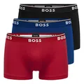 BOSS 3er Pack Herren Power Boxer Trunks Boxershorts Unterhosen Cotton Stretch, Farbe:Mehrfarbig, Wäschegröße:L, Artikel:-962 Black/Blue/red