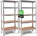 Ondis24 2X Metallregal Thomas, Lagerregal 90x40x180 (H) cm, Kellerregal bis 875kg belastbar, Silber, mit 5 Fachböden, je 175 kg belastbar, höhenverstellbar, Schwerlastregal - Doppelpack!