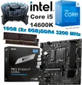 Aufrüst Kit Intel Core i5 14600K MSI PRO B760M-P + 16GB DDR4 Kühler Win11 komp