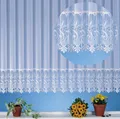 heimtexland edle Store Gardine aus Websablé transparent mit echtem Makramee Sockel in rein weiß - HxB 175x600 cm für Dekorationsbreite 185-240 cm - Ökotex Macramé Vorhang Typ516