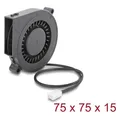 Delock Radiallüfter / Lüftergebläse 12 V DC 75 x 75 x 15 mm mit 3-Pin Lüfteranschluss, schwarz (75 mm) (67493)