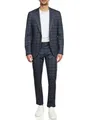 JEFF Herren JFLeo Set Anzug 2-teilig Sakko Hose Bundle | elastischer Herrenanzug Regular Fit für Männer Navy Check, 50